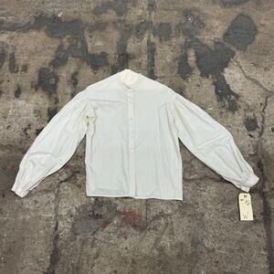 White 50s does 1800s Vintage Cotton HighNeck Victorian Style Film Costume Blouse
